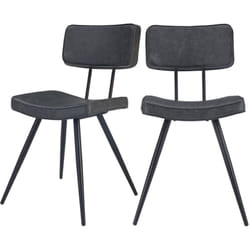 Lot de 2 chaises en cuir synthétique gris / noir - Texas