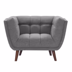 Fauteuil capitonné en tissu gris - Carmen