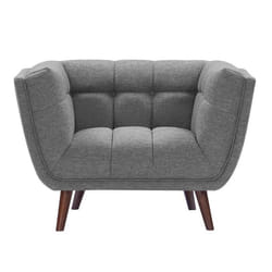 Fauteuil capitonné en tissu gris - Carmen