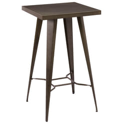 Table de bar carrée 2 personnes en métal gris métallisé 60 cm - Indus
