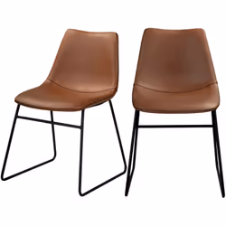 Lot de 2 chaises en cuir synthétique marron - Gaspard