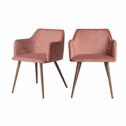 Lot de 2 chaises avec accoudoirs en velours rose - Daisy