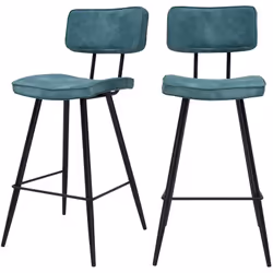Lot de 2 chaises pour îlot central 66 cm en cuir synthétique bleu - Texas