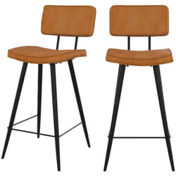 Lot de 2 chaises pour îlot central 66 cm en cuir synthétique camel - Texas