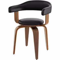 Chaise avec accoudoirs en cuir synthétique noir - Harold
