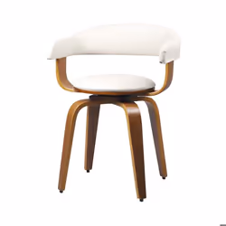 Chaise avec accoudoirs en cuir synthétique blanc - Harold