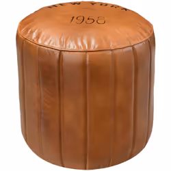 Pouf rond en cuir marron D42 cm - Bally