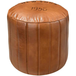 Pouf rond en cuir marron D42 cm - Bally