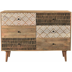 Commode en bois 6 tiroirs à motifs - Tali