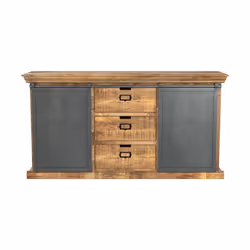 Buffet en bois 3 tiroirs 2 portes coulissantes en métal - Tabuk