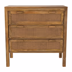 Commode en cannages et bois 3 tiroirs - Tiki