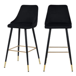 Lot de 2 chaises de bar 77.5 cm en velours noir - Aristote