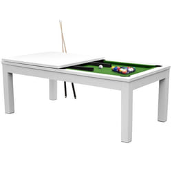 Table de billard convertible blanche tapis vert - Eddie