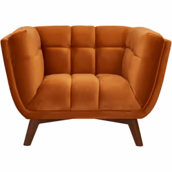 Fauteuil en velours orange curcuma - Mona