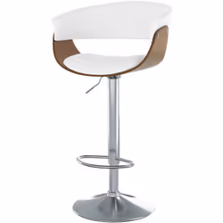 Chaise de bar réglable et pivotante 59/81 cm en cuir synthétique blanc - Basile