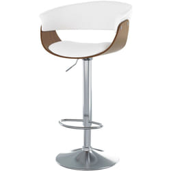 Chaise de bar réglable et pivotante 59/81 cm en cuir synthétique blanc - Basile