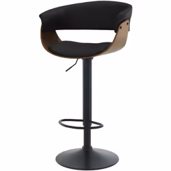 Chaise de bar réglable et pivotante 59/81 cm en cuir synthétique noir - Basile