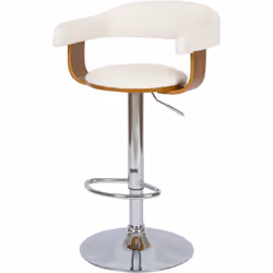 Chaise de bar réglable et qui pivote en PU blanc et bois plaqué noyer, pieds en métal 62/84 cm - Harold - Vous rêvez d’une as ...