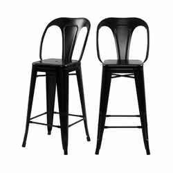 Lot de 2 chaises pour îlot central 67 cm en métal noir mat - Indus