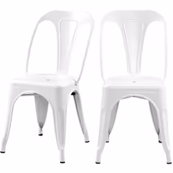 Lot de 2 chaises en métal blanc mat - Indus