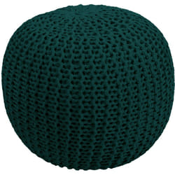 Pouf tricot rond en coton vert sapin D40 cm - Elisa
