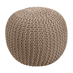 Pouf tricot rond en coton taupe D40 cm - Elisa