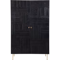 Armoire gravée en bois noir et métal doré - Chimane