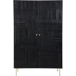 Armoire gravée en bois noir et métal doré - Chimane