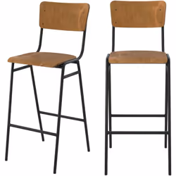 Lot de 2 chaises de bar 75 cm en bois - Clem