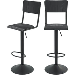 Lot de 2 chaises de bar réglables 60/80 cm en bois noir - Clem