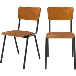 Lot de 2 chaises écolier empilables en bois foncé - Clem