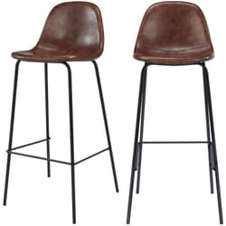 Lot de 2 chaises de bar 75 cm en cuir synthétique marron - Henrik