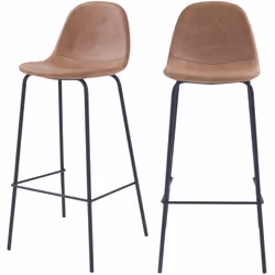 Lot de 2 chaises de bar 75 cm en cuir synthétique taupe - Henrik