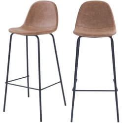 Lot de 2 chaises de bar 75 cm en cuir synthétique taupe - Henrik