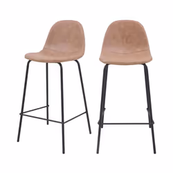 Lot de 2 chaises pour îlot central 65 cm en cuir synthétique taupe - Henrik