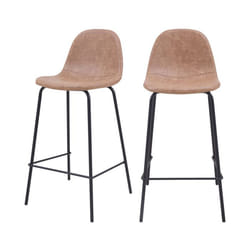 Lot de 2 chaises pour îlot central 65 cm en cuir synthétique taupe - Henrik