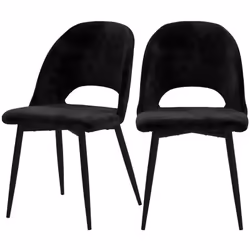 Lot de 2 chaises noires en velours et pieds en métal - Pénélope