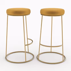Lot de 2 tabourets de bar 73 cm en velours jaune curry - Kendal