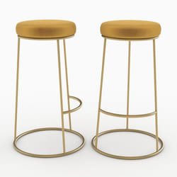 Lot de 2 tabourets de bar 73 cm en velours jaune curry - Kendal