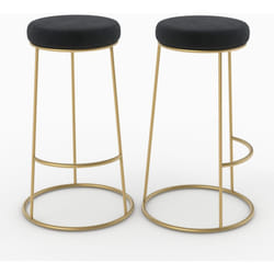 Lot de 2 tabourets de bar 73 cm en velours noir - Kendal