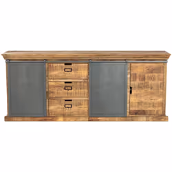 Grand buffet en bois et métal 3 portes 3 tiroirs - Tabuk