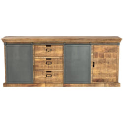 Grand buffet en bois et métal 3 portes 3 tiroirs - Tabuk
