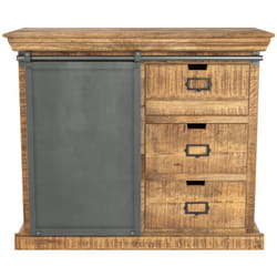 Petit buffet en bois et métal 1 porte 3 tiroirs - Tabuk