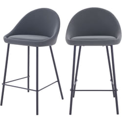 Lot de 2 chaises pour îlot central 65 cm en cuir synthétique gris - misty