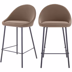 Lot de 2 chaises pour îlot central 65 cm en cuir synthétique marron - Misty