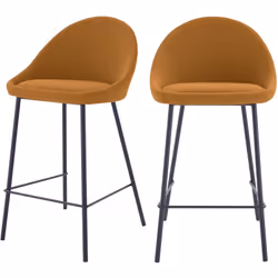 Lot de 2 chaises pour îlot central 65 cm en cuir synthétique cannelle - Misty