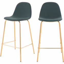 Lot de 2 chaises pour îlot central 65 cm en cuir synthétique vert - Henrik