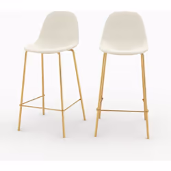 Lot de 2 chaises pour îlot central 65 cm en cuir synthétique blanc - Henrik