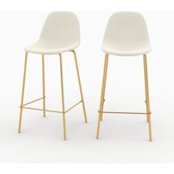 Lot de 2 chaises pour îlot central 65 cm en cuir synthétique blanc - Henrik