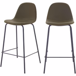 Lot de 2 chaises pour îlot central 65 cm en cuir synthétique kaki - Henrik